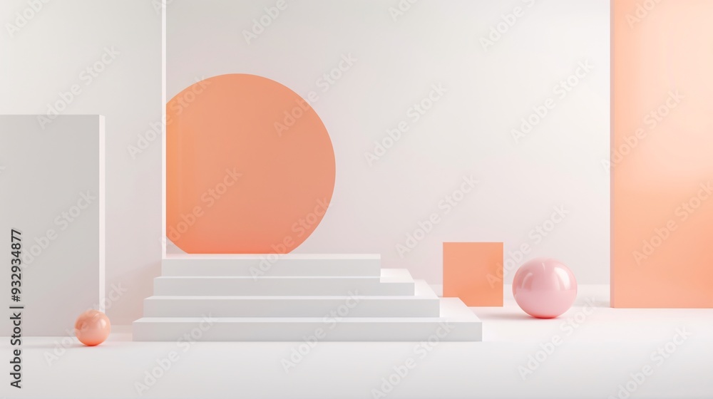 Poster a high-tech 3d environment with geometric shapes and soft shadows creates a modern backdrop for prod