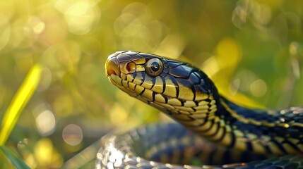 Fototapeta premium Close-up of a Snake with Yellow and Black Scales