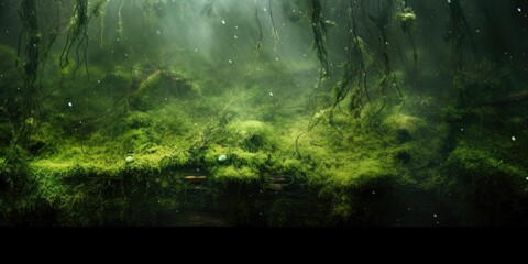 Obraz premium Enchanted forest moss green nature background eco concept