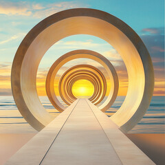 Fototapeta premium tunnel vision narrowing path leading to a goal, 3D illustration