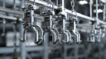 Fototapeta premium 3D render of industrial wire clamps and hooks, detailed