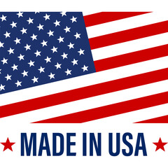 Made in USA. USA Quality. Premium Quality. American Product Label, Sticker. Vector Flat Icon
