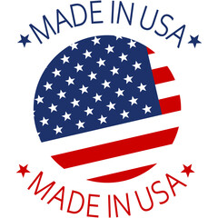 Made in USA. USA Quality. Premium Quality. American Product Label, Sticker. Vector Flat Icon