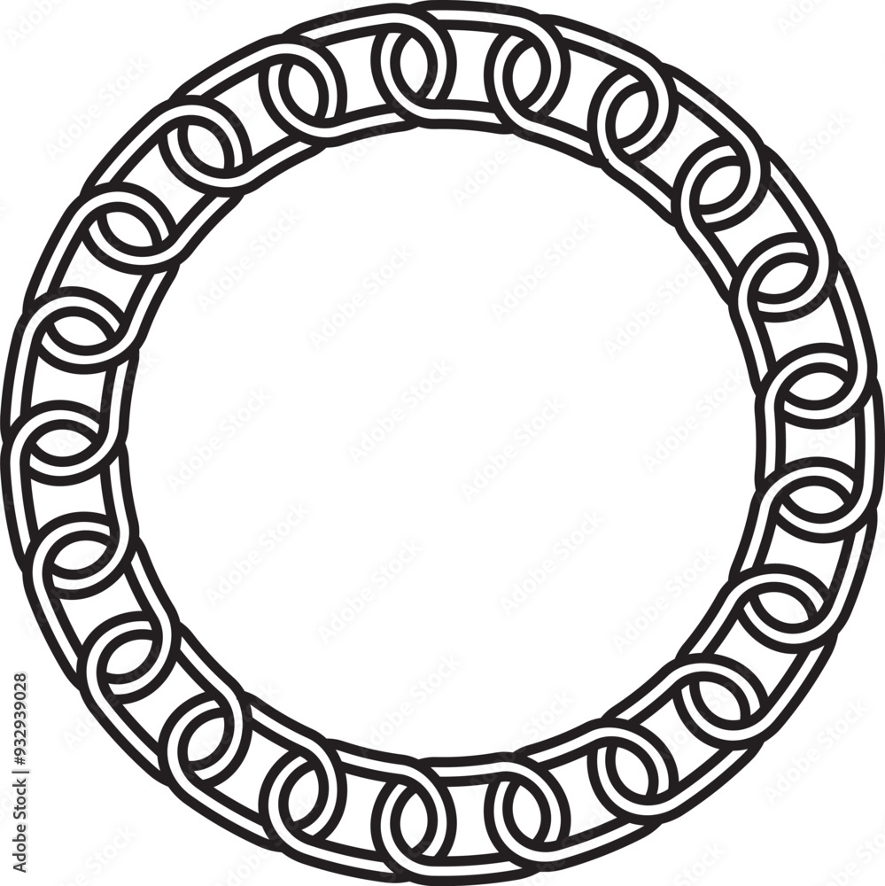 Poster texture chain round frame vector art - circle border chains, high-resolution chainlet design element