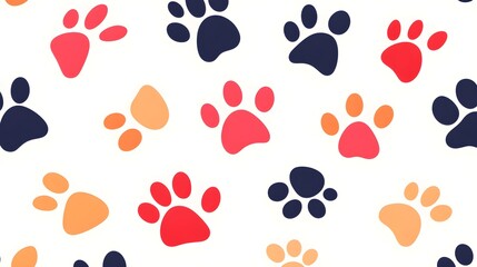 Fototapeta premium Adorable paw prints, multicolor palette, minimalist design