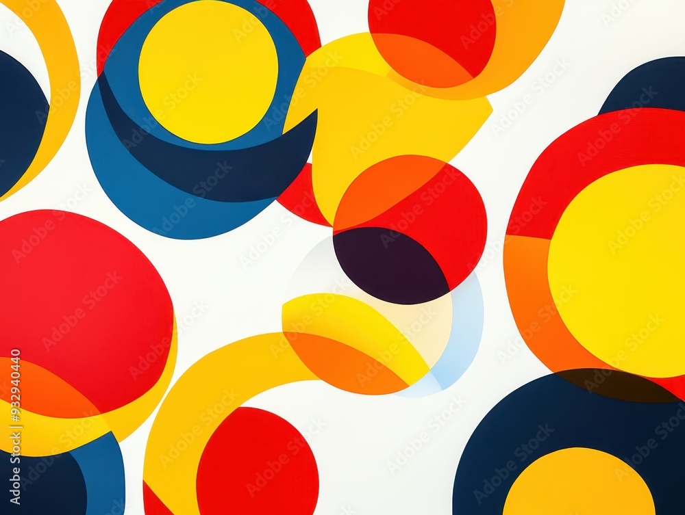 Poster abstract geometric background with bright colorful circles and overlapping shapes.