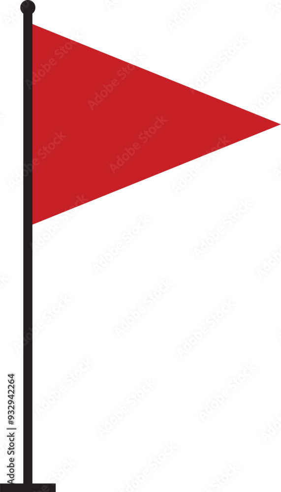 Poster red color flag vector - simple flag with stand, high-resolution vector illustration of red flag on p
