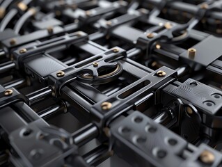 Naklejka premium Detailed 3D render of industrial clamps and ties