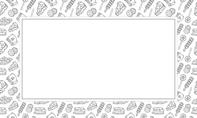 food and beverage frame in doodle style frame background