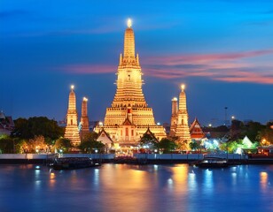 Naklejka premium Wat Arun night view Temple in bangkok, Thailand