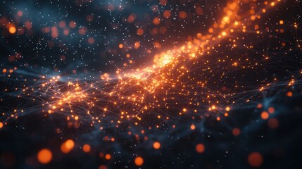 Fototapeta premium Abstract Orange and Blue Glowing Lights Network Background.