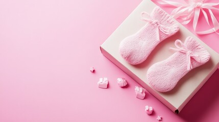 Pink Baby Booties on a Pink Background