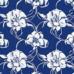 blue wallpaper with pattern flowers