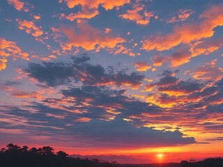 Fototapeta premium Colorful sunset over ocean on Maldives
