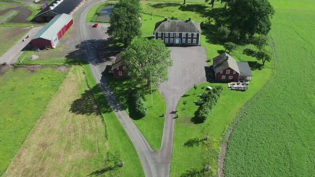 Ekholmens Sateri or Herrgard, Manor House in Dalsland, Sweden, Aerial reveal