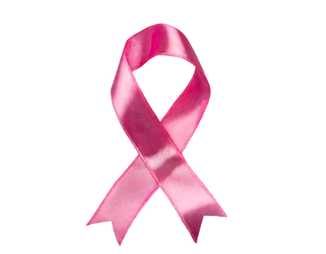 crossed pink ribbon symbol of world cancer day on a white isolated background. Generative AI.