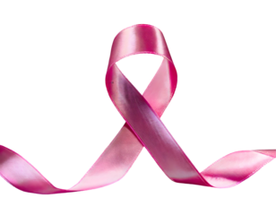 crossed pink ribbon symbol of world cancer day on a white isolated background. Generative AI.