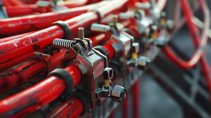 Fototapeta premium Realistic 3D render of industrial cable organizers and clamps