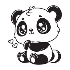 panda Vector illustration of kids coloring book page