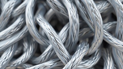 Naklejka premium Realistic 3D render of industrial elastic cords, coiled and tension