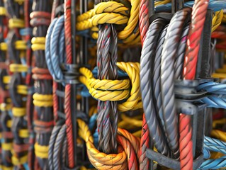 Realistic 3D render of industrial ties and cords, high detail