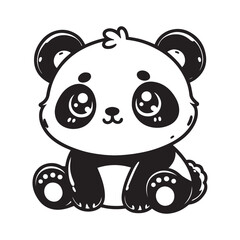 panda Vector illustration of kids coloring book page