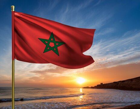 close up of Moroccan flag waving