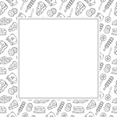 food and beverage frame in doodle style frame background
