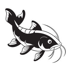 catfish marine silhouette vector illustration black on white background