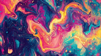 Stunning neon liquid waves in an abstract marble texture.