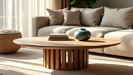Top view of living room interior with empty space on drawer and sofa