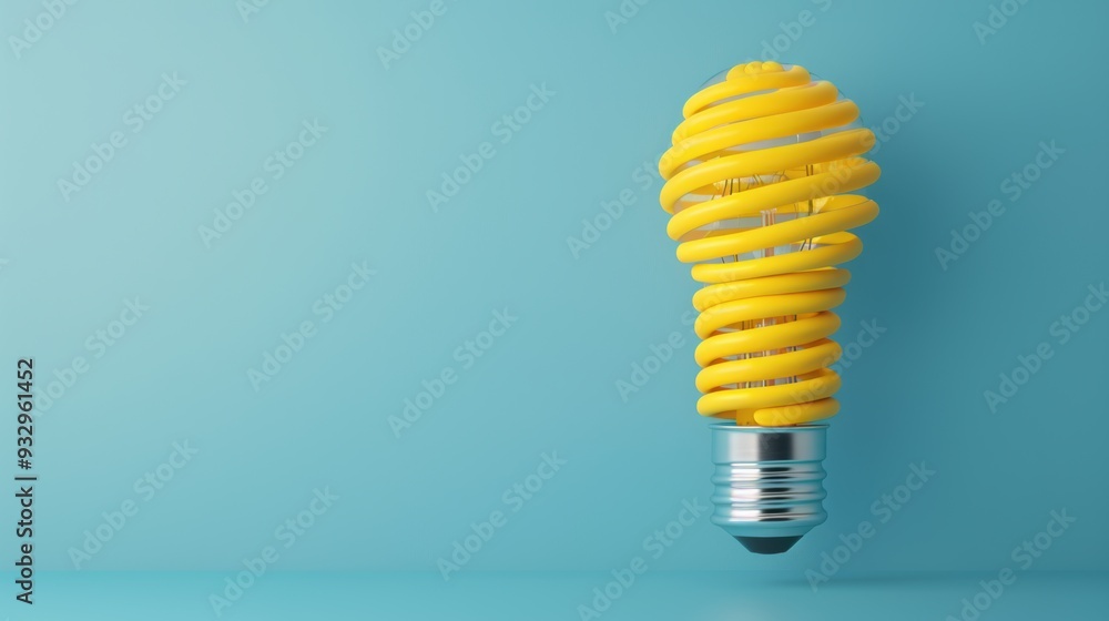 Poster an abstract yellow symbol representing ideas and innovation, set against a minimalistic background w