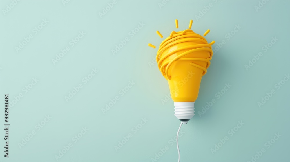 Poster A conceptual image featuring a yellow symbol representing ideas and innovation, placed on a clean, uncluttered surface with plenty of copy space. Ideal for conveying concepts related to creativity.