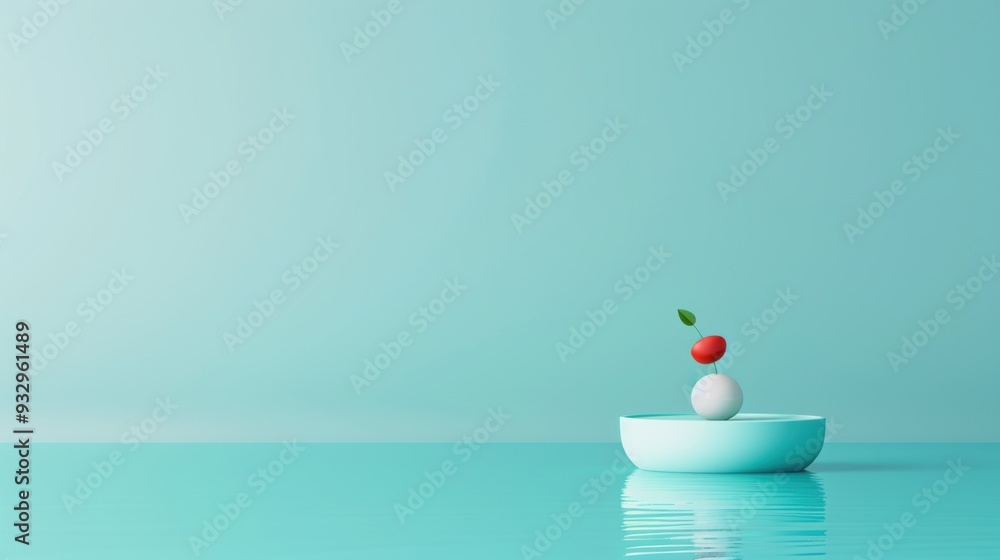 Poster a minimalist blue background with a simple symbol idea in the center, providing ample copy space for