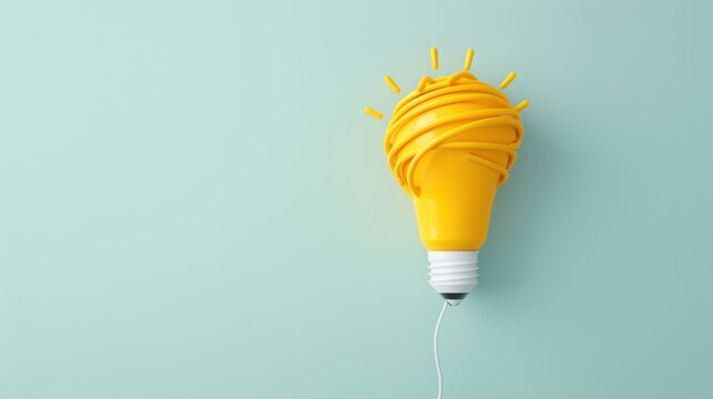 A conceptual image featuring a yellow symbol representing ideas and innovation, placed on a clean, uncluttered surface with plenty of copy space. Ideal for conveying concepts related to creativity.