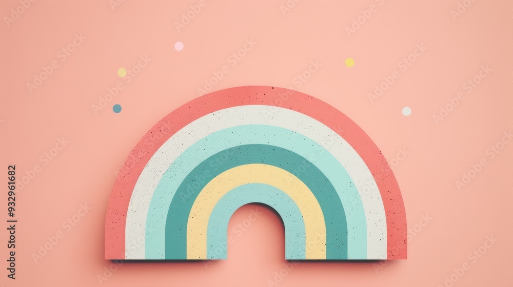 Poster a minimalist illustration of a rainbow formed by overlapping translucent shapes, symbolizing diversi