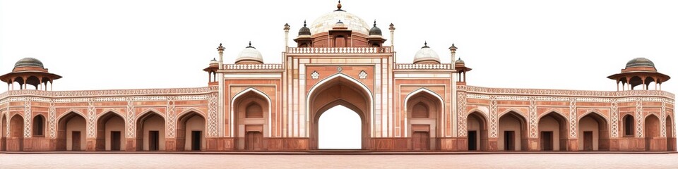 Obraz premium Abstract Isolated Realistic Humayun's Tomb: Elegant Minimalist Composition with Gradient Texture. AI-Generated Indian Cultural Heritage Design for Marketing, UI, and Posters. Versatile Graphic Templat