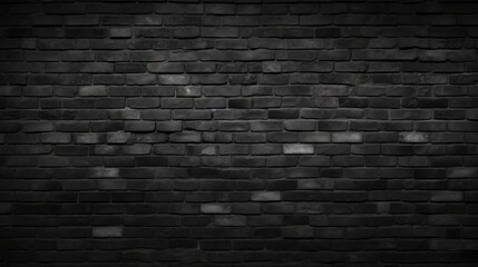 Black brick wall dark texture background with copy space for text