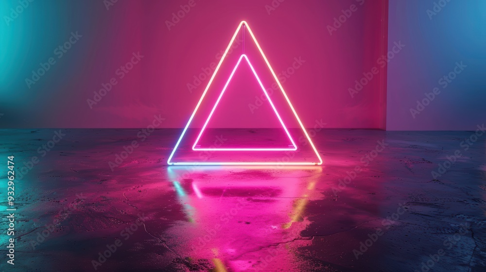 Poster a neon symbol idea illuminated against a dark background, with a minimalist design that allows for a
