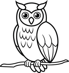 Owl Illustration Outline Art Coloring Page for Childrens Creative Coloring Book
