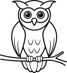 Outline Illustration of Owl for Children's Coloring Book
