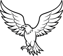 Fototapeta premium Falcon Illustration Outline Art for Children's Coloring Book Activity Page 