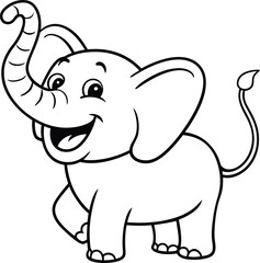 Obraz premium Easy Elephant Coloring Page Illustration for Children’s Creativity 