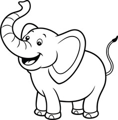 Obraz premium Cute Elephant Coloring Page Illustration for Children’s Art Book 