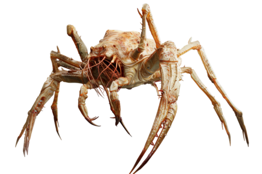 A crab with a red face and claws