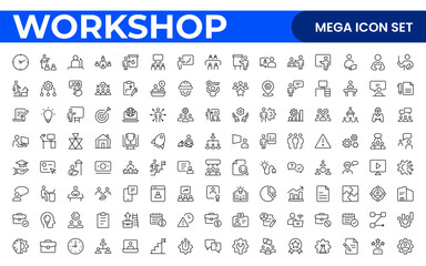 Workshop and Office related outline icon collection. Editable line icon set.