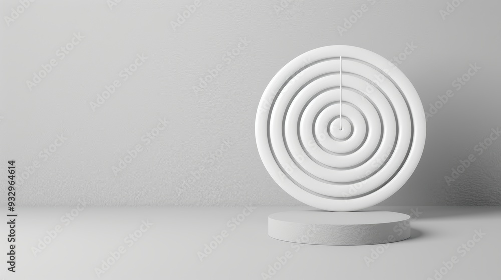 Poster a simple and elegant gray target on a plain gray background, symbolizing goals, objectives, and focu