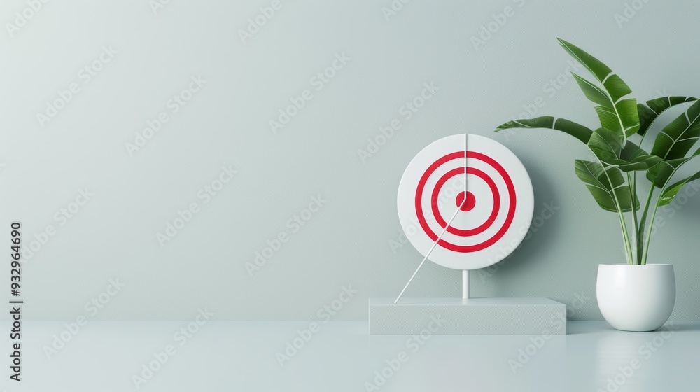 Poster a clean and modern gray target design on a plain gray background, emphasizing precision and accuracy