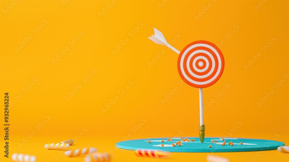 Poster a clean and modern composition featuring an orange target, symbolizing focus and determination. the 