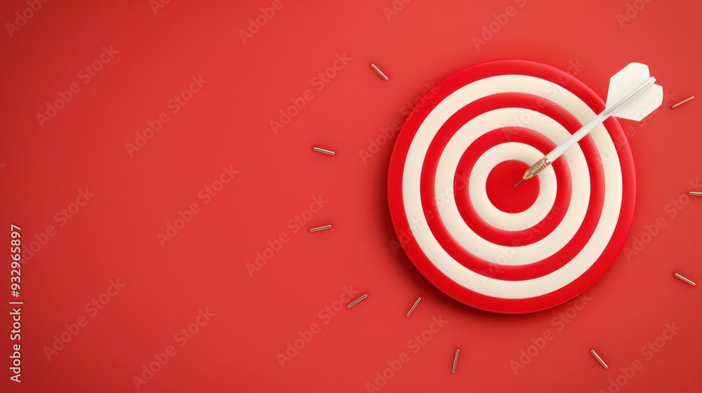 Poster a minimalist red target design, symbolizing precision and focus, with ample copy space for customiza